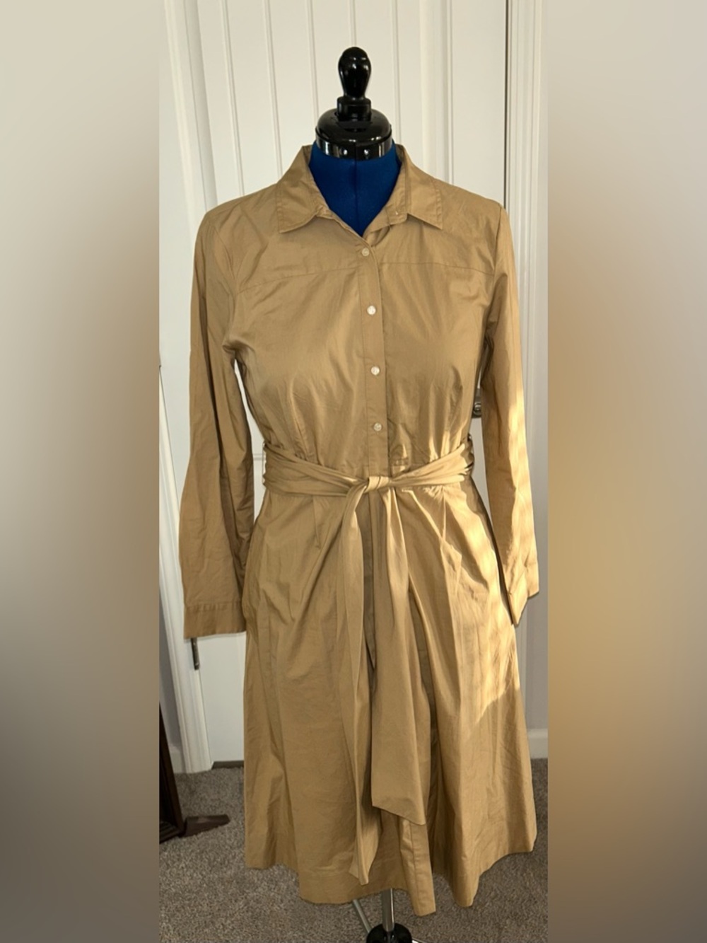 J. Crew Long Sleeve Shirt Dress in Camel